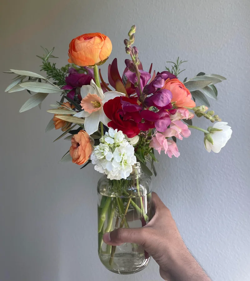 Arrangement for my sister created with flowers from Stanford farm
